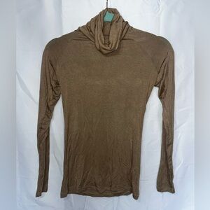 Brown Long Sleeve Cowl Neck Top